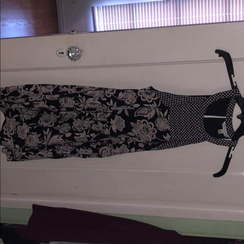 Black floral/abstract print dress